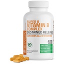Bronson Super B-vitamin B-komplekset langsom frigivelse (Vitamin B1, B2, B3, B6, B9 - Folinsyre, B12) Inneholder alle B-vitaminer 60 tabletter
