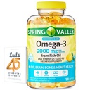 Spring Valley Omega-3 fra Fish Oil 2000 mg for Eye Brain Bone & hjerte helse kosttilskudd Softgels, 120 greve, bunke med Luall 45 Diabetes Dekodet