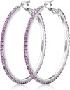 925 Sterling sølv øredobber Store Rhinestone Hoop øredobber Store kubiske Zirconia Hoop øredobber Tynn Rhinestones Rundt Hoop øredobber for kvinner 20/30/40/50/60/70 mm Sparkly Hoops med krystaller for kvinner