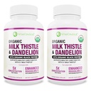 Max absorpsjon USDA Økologisk Melk Thistle Potent 5:1 Konsentrert Ekstrakt (2000mg styrke) & Organisk Dandelion Root | Silymarin Antioksidant Flavonoid | Liver Support Supplement (60 greve (Pack of 2))