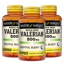 MASON NATURAL Valerian Root 500 mg, 6 måneders forsyning, naturlig søvnhjelp, fremmer sunn og hvilelig søvn, Herbal Supplement, 3 pakke