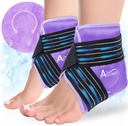 Atsuwell Ankle Ice Pack Wrap 2 pakker, Ankle Ice Wraps Fleksibel Gel kald pakke for fot hæl, kald kompress terapi for beroligende descomfort, lilla