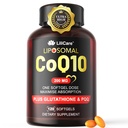 CoQ1/200mg-Softgels, 120 Serverer Liposomal CoQ10 PQQ & Black Pepper Extract for maksimal absorpsjon - Ultra Ubiquinon Coenzyme Q10 Supplement Kraftige Antioksidant Støtter Hear-t & Energy Boost