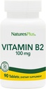 Natures Plus Vitamin B2 (Riboflavin) - 100 mg, 90 vegetariske tabletter - Naturlig energi og metabolisme Booster, fremmer generell helse - Glutenfri - 90 Serveringer