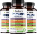 healblend 10 i 1 immunstøtte Supplement Booster med eldrebær, sink, Echinacea, Turmeric, Lactobacillus Acidophilus, for voksne (3 pakke)