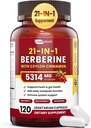 21-i-1 Berberine Supplement med Ceylon kanel - 1500mg organisk berberine HCL Phytosom, 5X høyere absorpsjon for metabolisme støtte 100 kapsler