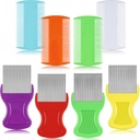 Mødre 8 stykker Flea Lice Combs Dobbel Sidet Lice og Nit fjerning Hår Grooming plast og metall Comb for mennesker Kjæledyr(3.5 x 2 tommer, 3,54 x 1,57 tommer, oransje, blå, lilla, hvit)
