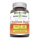 Amazing Formler Psyllium Husk 750mg Veggie Capsules Supplement Ikke-GMO | Glutenfri | laget i USA | Egnet for vegetarianere (120 greve)