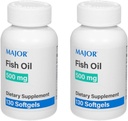 MAJOR Fish Oil 500mg Softgels - Omega-3 Fish Oil Supplement - Diett Supplement - 130 Count (2 Pack)