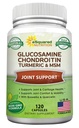 aSquared Nutrition Glucosamine Chondroitin Turmeric MSM Boswellia - 120 kapsler - Felles støttetilskudd - Felles støttehjelp piller for helse - naturlig supplement for rygg, kne og hender