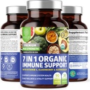 N1N Premium 7 i 1 immunstøtte Supplement (100% USDA Organic) Daglig immunforsterkning med vitamin C, Elderbær, Moringa Leaf, Oregano og hvitløk for immunisme og inflammasjonsrespons, 90 tabletter