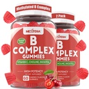 Vitamin B Complex Gummies, Vegan Vitamin B Gummies med 2000 mH Metyl B12, Metyl Folate ® Plus Choline + Inositol, vitamin C + sink for støtte Energi, Mood, Immune, Sunt hår, hud - 120 Cts