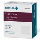Dynarex 3012 CuraFoam Foam Dressing, ikke-bestilt, Steril, gir Cushined og Moist Sårpleie, 4" x 4.25", Pakke på 10