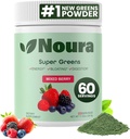 Super Greens pulver, 60 serveringer - immunitet, Digestive enzymer og probiotika for energi, Gut helse, Bloating Relief for kvinner - Grønn Superfood pulver - Blandet Berry