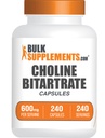 BulkSupplements.com Choline Bitartrat Kapsler - Choline Supplements, som Choline L-Bitartrat - Choline 600mg, 2 Kapsler per servering, 240 Kapsler (pakke med 1)