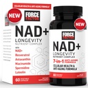 FORCE FACTOR NAD + (NMN eller Nikotinamid Riboside Alternativ) med Resveratrol, Astaxanthin, Spermidin & Luteolin Complex, NAD for å støtte celleformet helse og sunn aldring, 60 kapsler