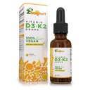 Vegansk flytende dropper vitamin D3 K2 (MK7) - 100% plantebasert flytende vitamin D forbedret med kokosolje for max absorpsjon - 1 servering = 1000 IU VIT D3 og 200 mcg VIT K2