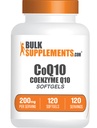 BulkSupplements.com CoQ10 200mg Softgels - for hjertehelse, Coenzym Q10 200mg Supplement, Glutenfri, 1 Softgel per servering, 120 Count (Pack of 1)