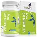 NutriZing K2 Vitamin Supplement MK-7 - høy styrke 600mcg - Støtter Bone & Arterial Helse - 90 Vegan Kapsler - vitamin K2 for menn og kvinner - 3 måneders forsyning