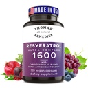 Thomas ' alle naturlige Remedies Resveratrol 1600 mg organisk trans-Resveratrol Antioksidant Supplement med organisk kornfrø ekstrakt og Quercetin- Anti-Aging og kardiovaskulær støtte- 120 kapsler
