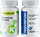 Kalium Citrat 1000mg og magnesiumkompleks Supplement med 420mg Magnesium, Supplement Bundle for støtte hjerte, muskel, nerve, bein helse