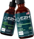 E2H: flytende klorofyll og Ashwagandha flytende dråper Vegan, ikke-GMO - 2 fl Oz hver (4 fl Oz totalt) - Bundle