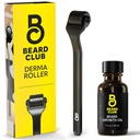 The Beard Club Derma Roller & Beard Growth Oil - Microneedling Roller med 540 Titanium Microneedles for ansikt, kropp og skjell - Beard Roller med Sandalwood & Cedar Beard Olje