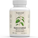Resveratrol 600mg - Vegansk - Ikke-GMO - Støtte Sunn aldring og kardiovaskulær helse - rik på antioksidanter - 60 Grønnsaker Kapsler