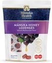 Manuka Health Manuka Honning Throat Lozenges - Blackcurrant Flavored Lozenges, 58-Count - Cough Drops Infunded med Raw Manuka Honning & Vitamin C for immunstøtte