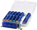 Metall Weekly Pille Organizer 2 ganger om dagen, Aluminium alloy Bærbar reisepille 7 dag, PM to ganger daglig piller tilfelle for vitamin, medisin, kosttilskudd, fiskeolje