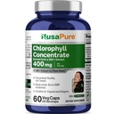NusaPure Klorofyll 200:1 Ekstrakt, 400 mg Ekvivalent med 80.000 mg 60 Veggie Caps (Equivalent 80000mg per servering, ikke-GMO, Vegan) Natrium Kobber Klorofyllin