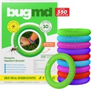 BugMD 10 Pakke Mosquito armbånd, DEET-fri band for voksne og barn, Naturlig og vanntett Citronella Wristbands for camping, Vandring, Strand, Reise & Utendørs Essentials