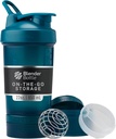 BlenderBottle Shaker flaske med pilleorganisator og lagring for proteinpulver, klassisk V2 ProStak System, 22-Ounce, Ocean Blue