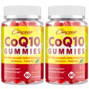 CoQ10 Gummies med PQQ - 400 MG Coenzym Q10 høy potens, forbedret med ayurvediske urter, Adaptogen Mushroom Blend & Probiotika for hjerte, hjerne, energi, immunisme, Cherry Flavor, 120 Vegan Gummies