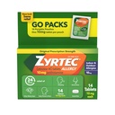 Zyrtec 24-timers Allergi Relief Tabletter, Antihistaminer Innendørs og Utendørs Antiallergi medisin + Cetirizine HCl, Relief fra Runny Nese, Sneezing, & kløende øyne, Enkeltpakker, 14 x 1 ct pakker