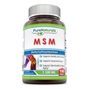 Pure Naturals MSM (Metylsulfonylmetan) Supplement | 1500 Mg Per Serving | 180 tabletter | Ikke-GMO | Glutenfri | laget i USA