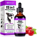 15 i 1 hund multivitamin, all-i-ett multi-væske multivitamin for hunder, hund vitaminer og kosttilskudd med digestiv, immunitet, Allergi hud & Coat støtte, Hip & felles, alle aldre, avler 2 oz