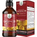 Icelandic Wild Fanget Cod Liver Oil Liquid - Fiskeoljedråper med Omega 3, EPA, DHA, Vitamin D & A - Flytende Cod Liver Supplement for hjerte, ledd, hjerne og immun støtte - 240 ml (8 Ounce)