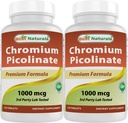 Beste Naturals Chromium Picolinat 1000mg 120 tabletter (120 greve (pakke med 2))