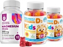 Vitamin D Gummies For Kids & Adults 2000 IU og Magnesium Gummies - Sunn vitamin D3 Kosttilskudd 1000IU - Vegetarisk Gelatin-fri immunstøtte med sukkerfri magnesiumfri ro Chews for barn og voksne