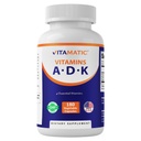Vitamatisk ADK vitamin Supplement, 180 Veg Kapsler, høy potens vitaminer A, D3, K2 for bein helse, kalsiumabsorpsjon, ikke-GMO, Glutenfri