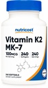 Nutricost vitamin K2 MK-7 100 mcg, 240 Softgels - Glutenfri og ikke-GMO MK7