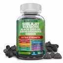 Shilajit Gummier med Irish Sea Moss Svart Seed Olje Ashwagandha Ginger Elderberry Vitamin D3 Klorofyll Turmeric Bladderwrack Avansert styrke Formula Resin Shilajit for menn og kvinner