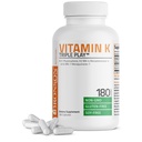 Vitamin K Trippelspill (Vitamin K2 MK7 / vitamin K2 MK4 / vitamin K1) Fullspektrumkompleks vitamin K Supplement, 180 kapsler