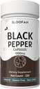 Svart pepperkapsler 1000 mg pulver | Piper nigrum | Ikke-GMO, Glutenfri | Ingen kunstige tilsetningsmidler | GMP-sertifisert | Herbal Supplement | Tradisjonell velvære (120 greve (Pack of 1))
