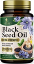 Svart Seed Oil Softgels 1000 mg - Premium Nigela Sativa Black frø, ren naturlig svart cumin frøolje og antioksidant for hud og immunstøtte - Ikke GMO, flaske i USA Supplement - 180 Softgels