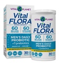 Vital Planet - Vital Flora Probiotika for menn, 60 milliarder CFU, 60 diverse strimler, 7 organiske prebiotika, menns daglige hyllestabil probiotika for immunstøtte, gass relief, digestive helse 30 kapsler