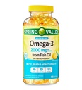 Spring Valley Omega-3 fra Fish Oil Maks pleie Softgels, 2000 mg, 180 greve
