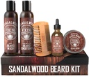 Vikingrevolusjonen Ultimate Conditioner for menns Beard Grooming - Softens, Smoothes og Soothes Beard Itch- Inneholder Vaske, balsam, olje, Balm og Comb- Sandalwood Scent