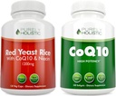 Rent Holistisk Rød Yeast Rice 1200mg & Niacin + CoQ10 100mg - 120 Kapsler og 240 Softgels Bundle - laget i USA
